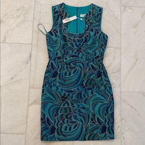 Trina Turk Teal and purple Swirl Mini Dress
